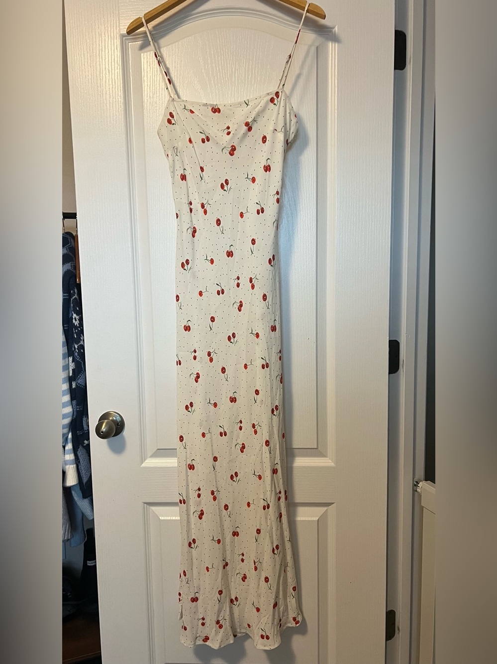 Vrg Grl White Cherry-Print Slip Maxi Dress